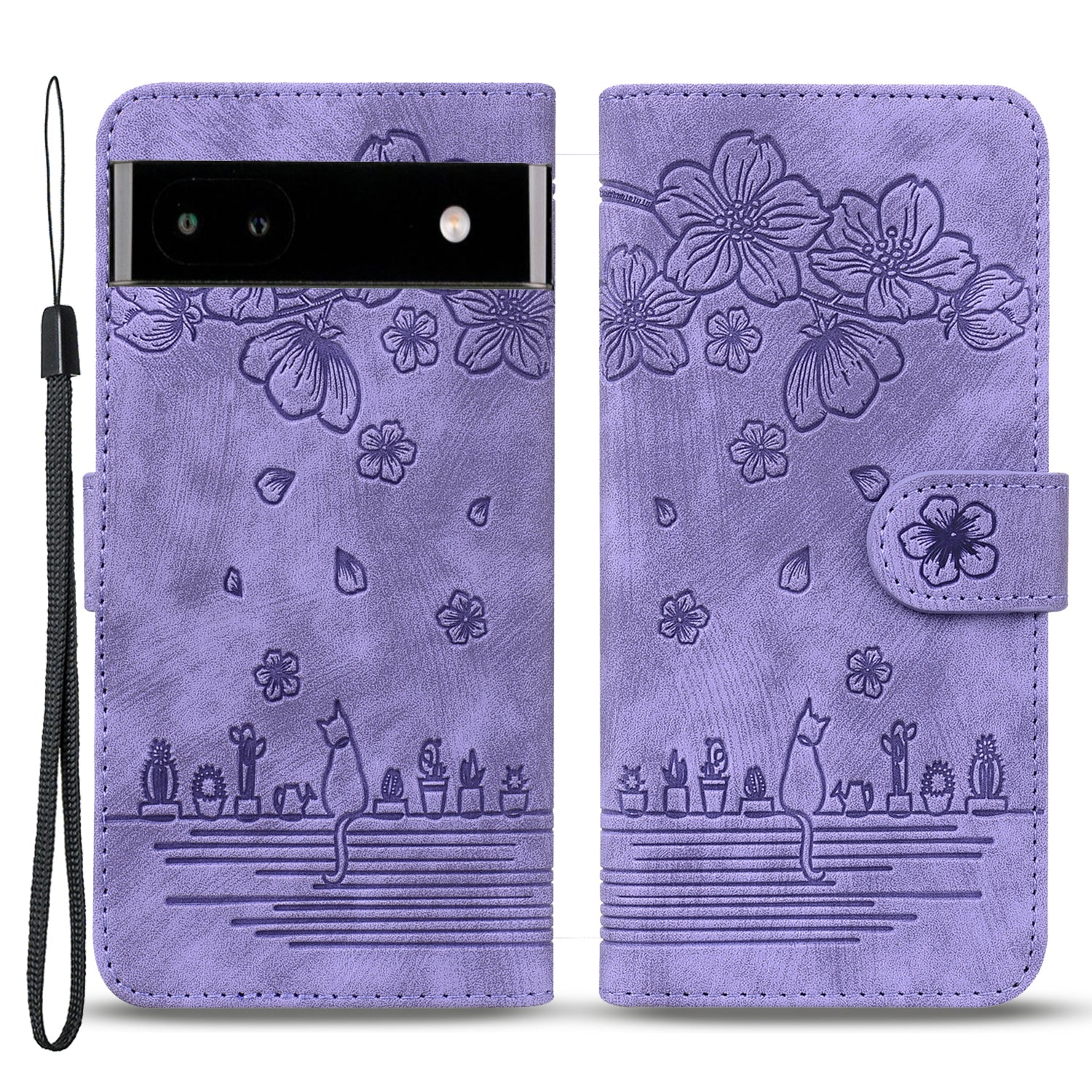 For Google Pixel 7a Imprinted Cat PU Leather Shockproof Case Phone Stand Wallet Cover with Hand Strap For Google Pixel 7a Imprinted Cat PU Leather Shockproof Case Phone Stand Wallet Cover with Hand Strap